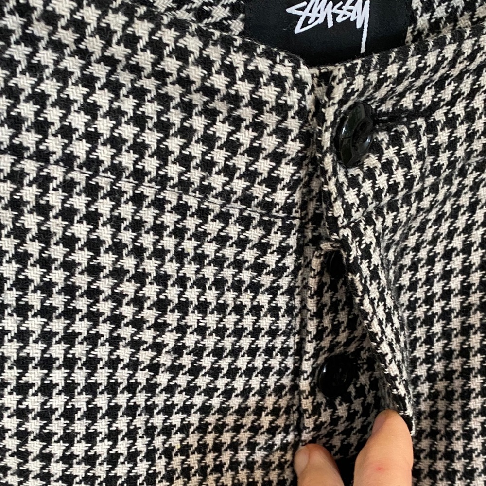 Stussy Black and White houndstooth Checkered Cargo Pants Barrel skater street - Picture 4 of 16
